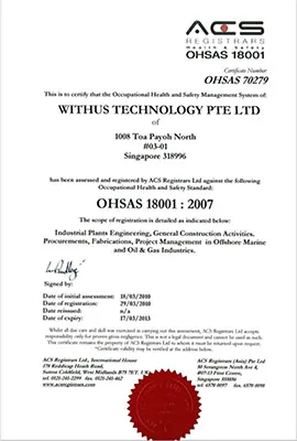 Withus Technology PTE LTD - OHSAS 18001:2007